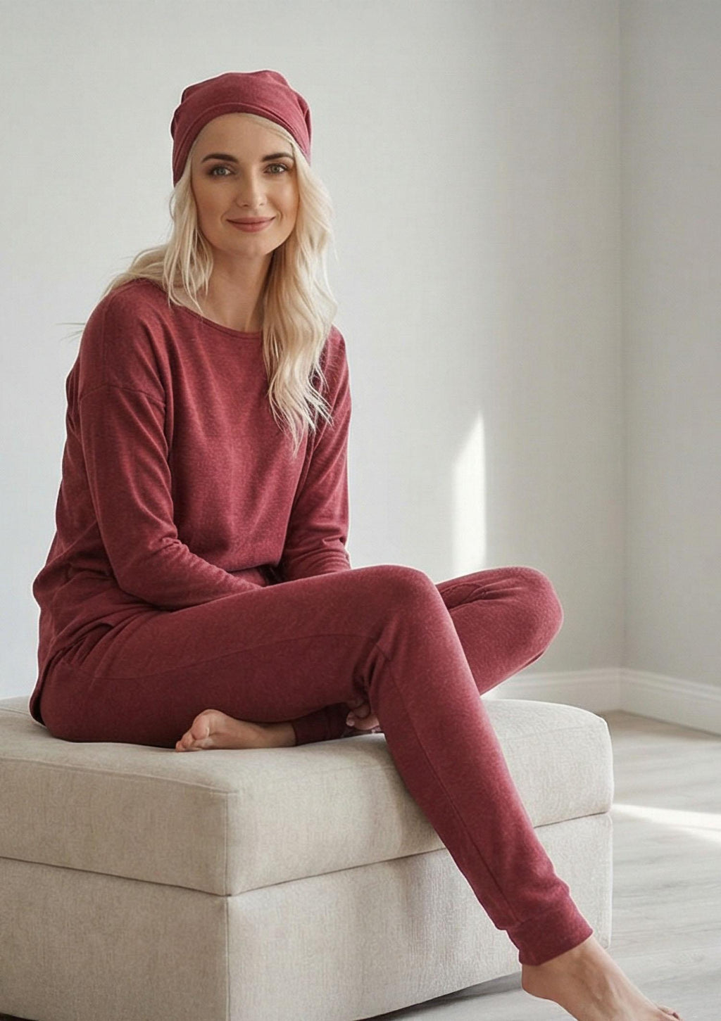 Bluza damska bawełniana ciepła Hot Touch LHB 729 Key, bordo