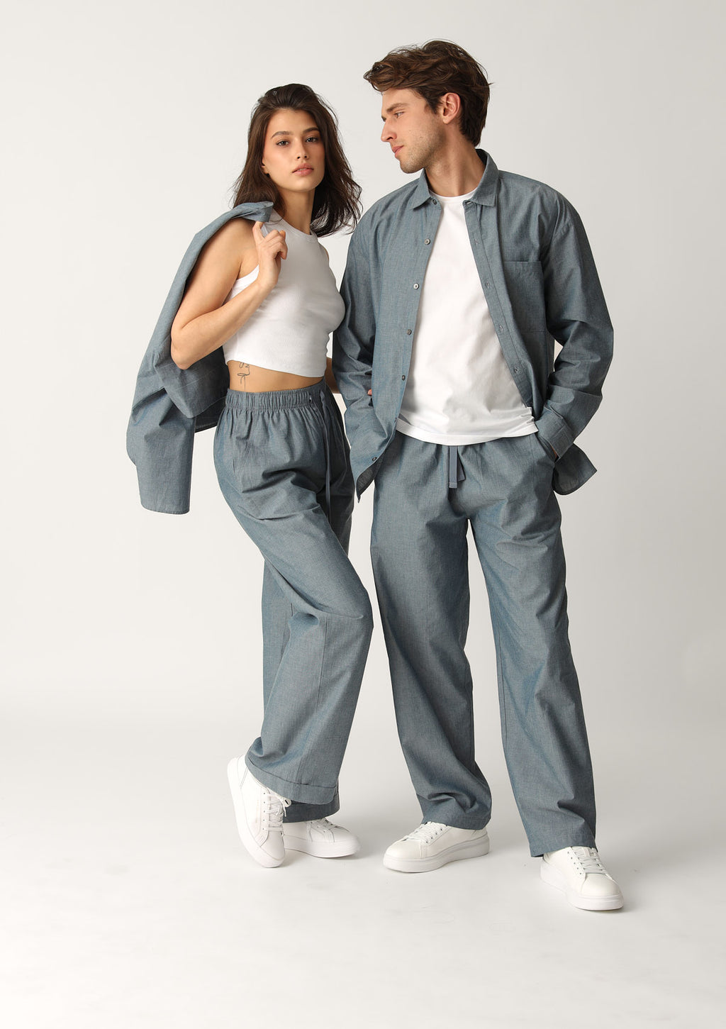 Spodnie męskie długie bawełniane w stylu denim MH420-03 Naviale, chambray