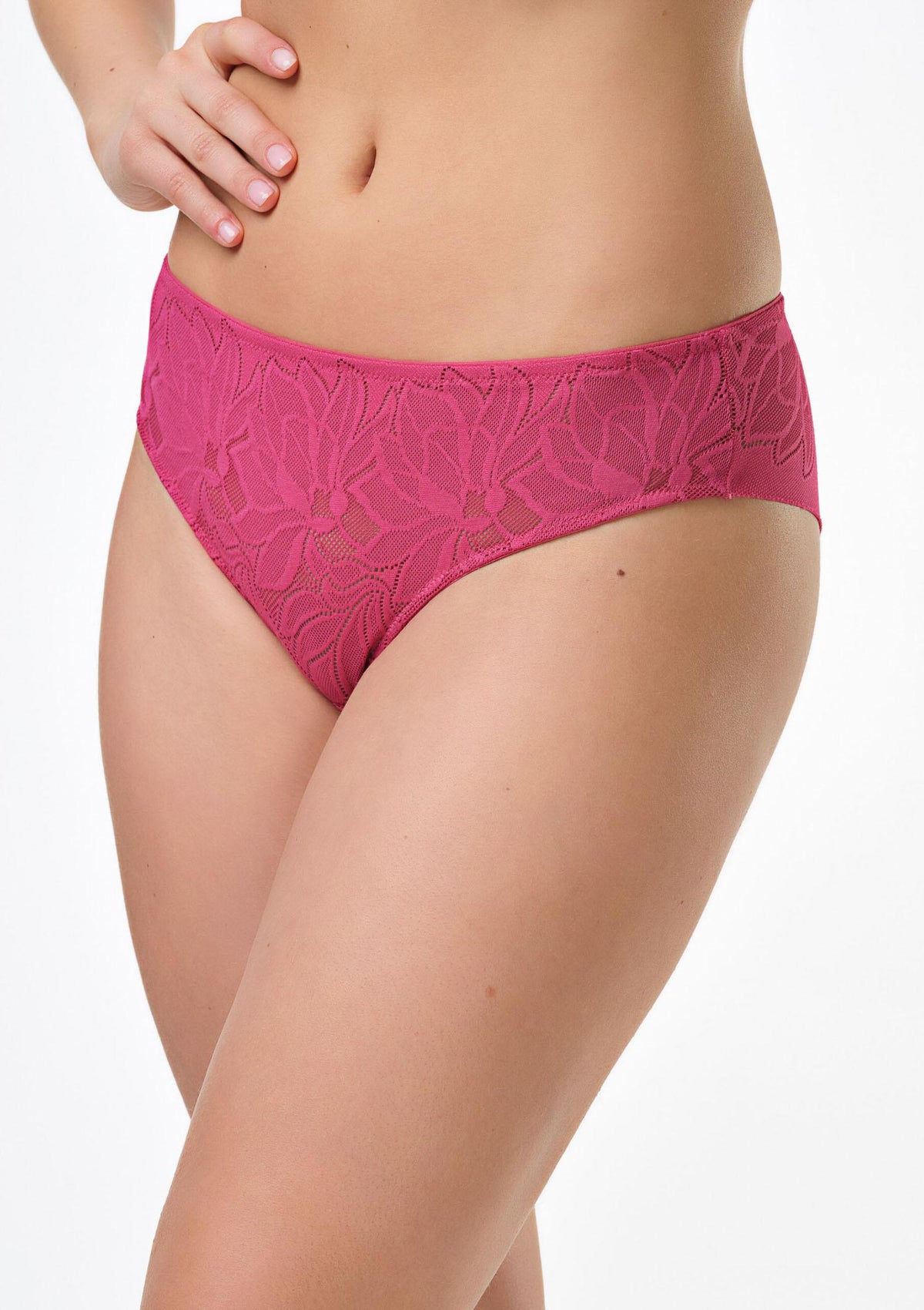 Figi damskie klasyczne z miękkiej żakardowej mikrofibry Sally Spiman, fuksja