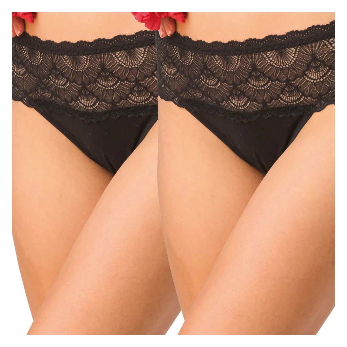 Key LPC 156 figi midi bikini z wiskozy z koronką w pasie, 2 szt.