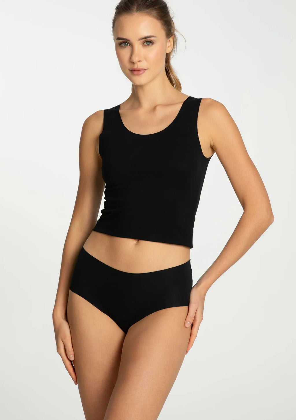 Julimex Cotton Mood Maxi figi czarne bawełniane z wyższym stanem