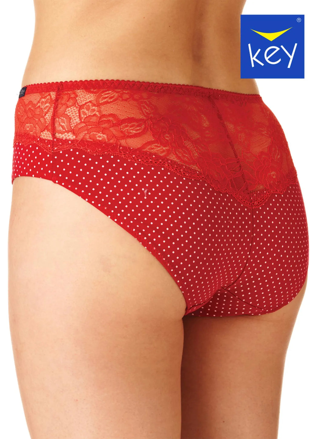 LPC 612 dwupak fig damskich w kropki, pas z koronki