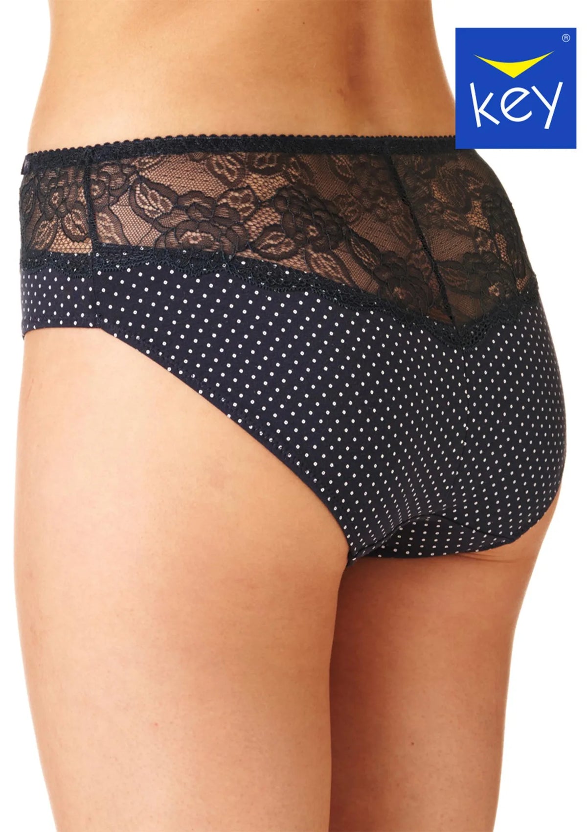 LPC 612 dwupak fig damskich w kropki, pas z koronki