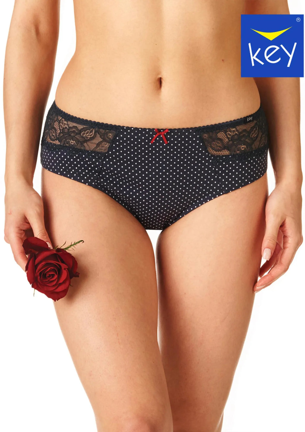 LPC 612 dwupak fig damskich w kropki, pas z koronki
