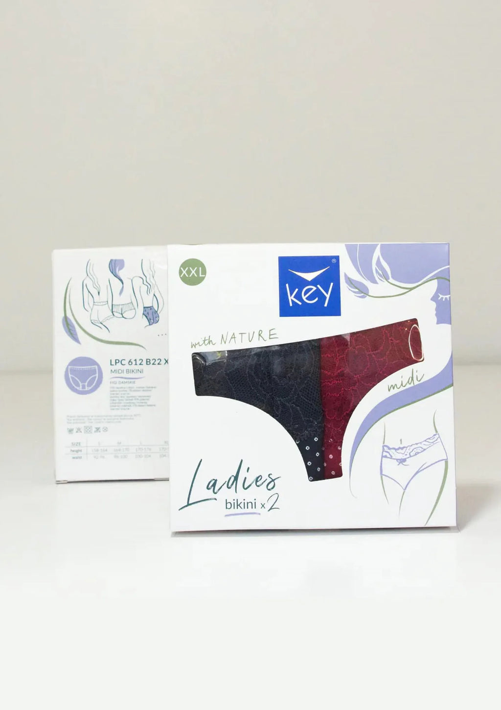 LPC 612 dwupak fig damskich w kropki, pas z koronki
