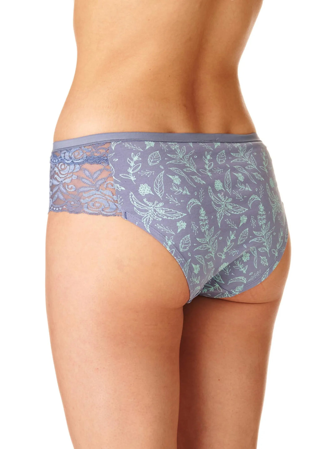 LPN 754 dwupak fig damskich w roślinny wzór, koronkowe boki