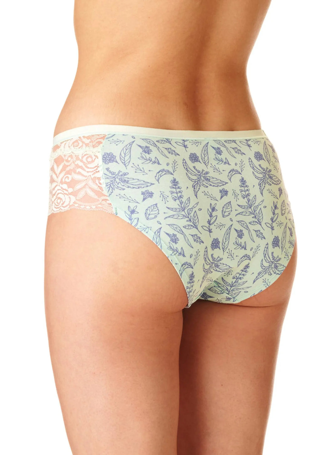 LPN 754 dwupak fig damskich w roślinny wzór, koronkowe boki