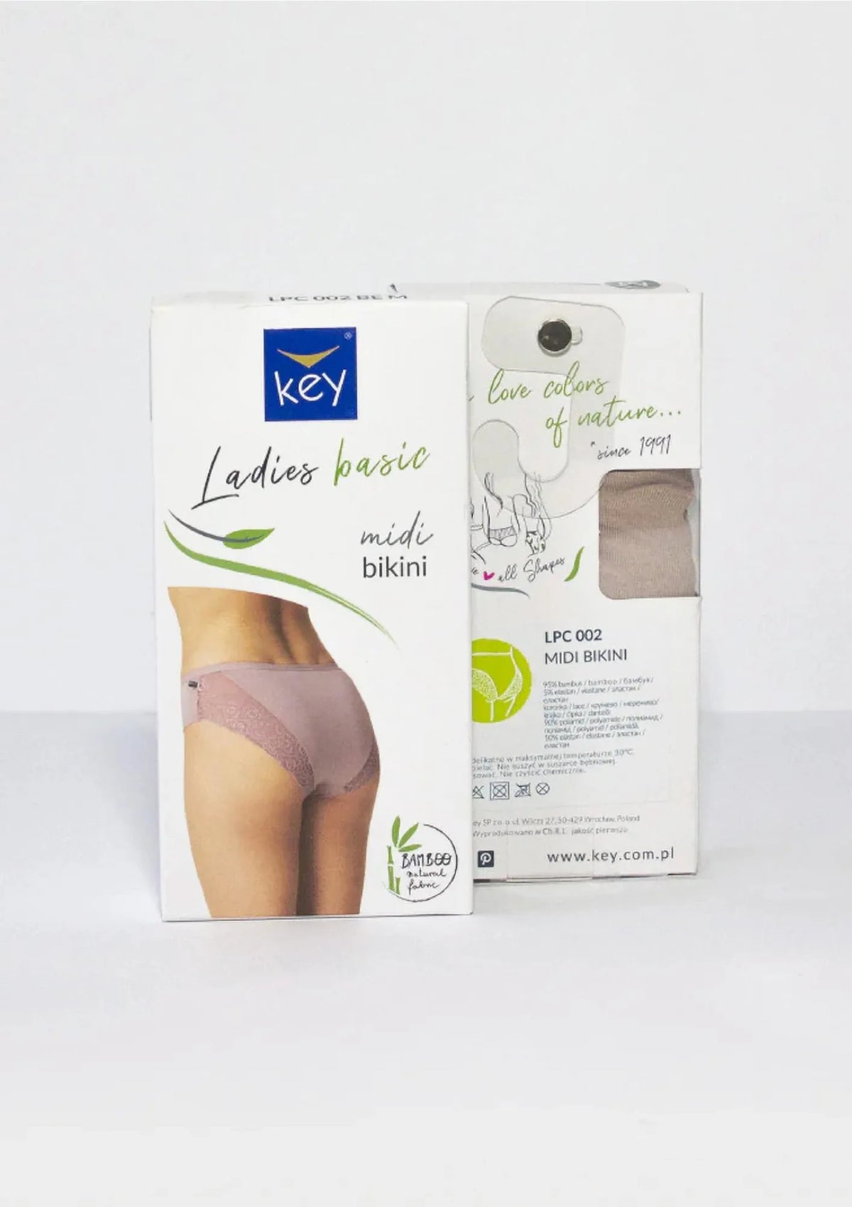 Key LPC 002 bambusowe figi beż midi z koronką, jasny