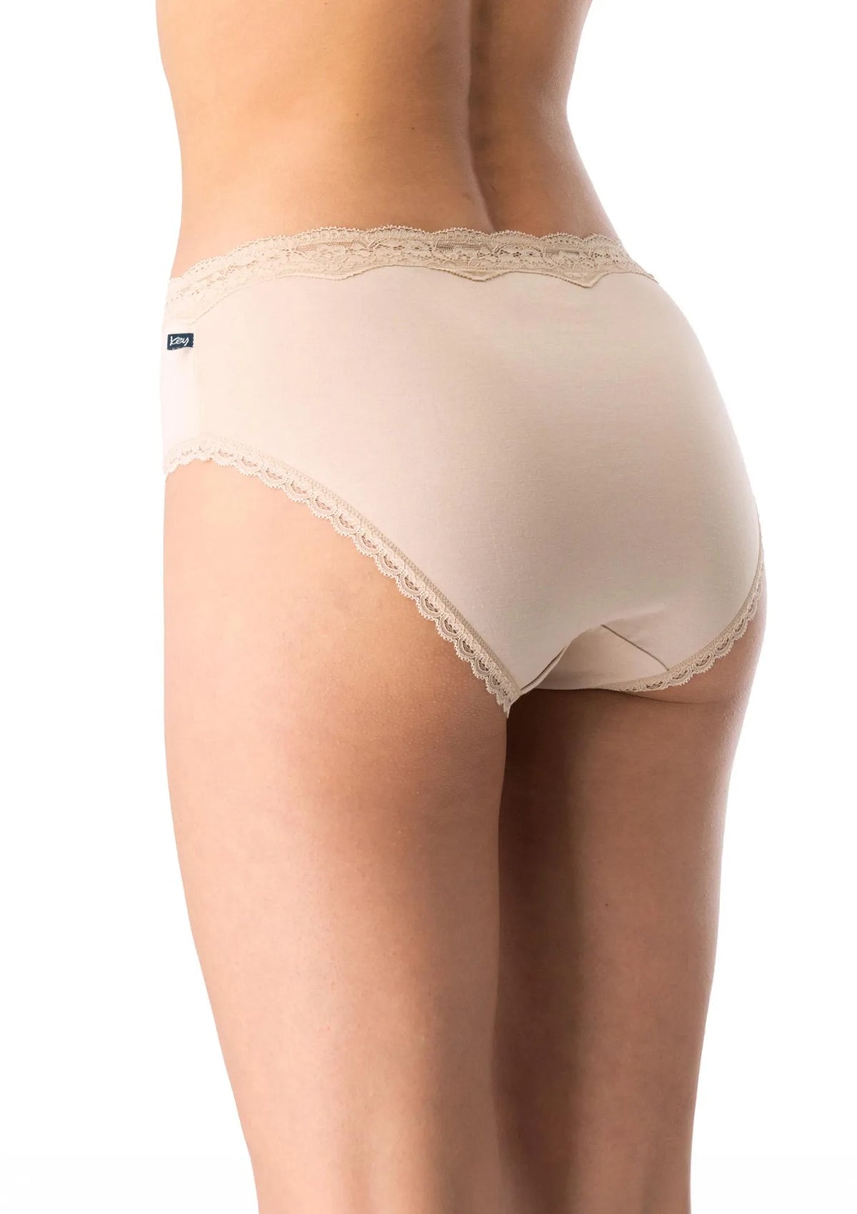 Figi damskie LPK 002 Key beż – bambusowe z koronką semi maxi bikini