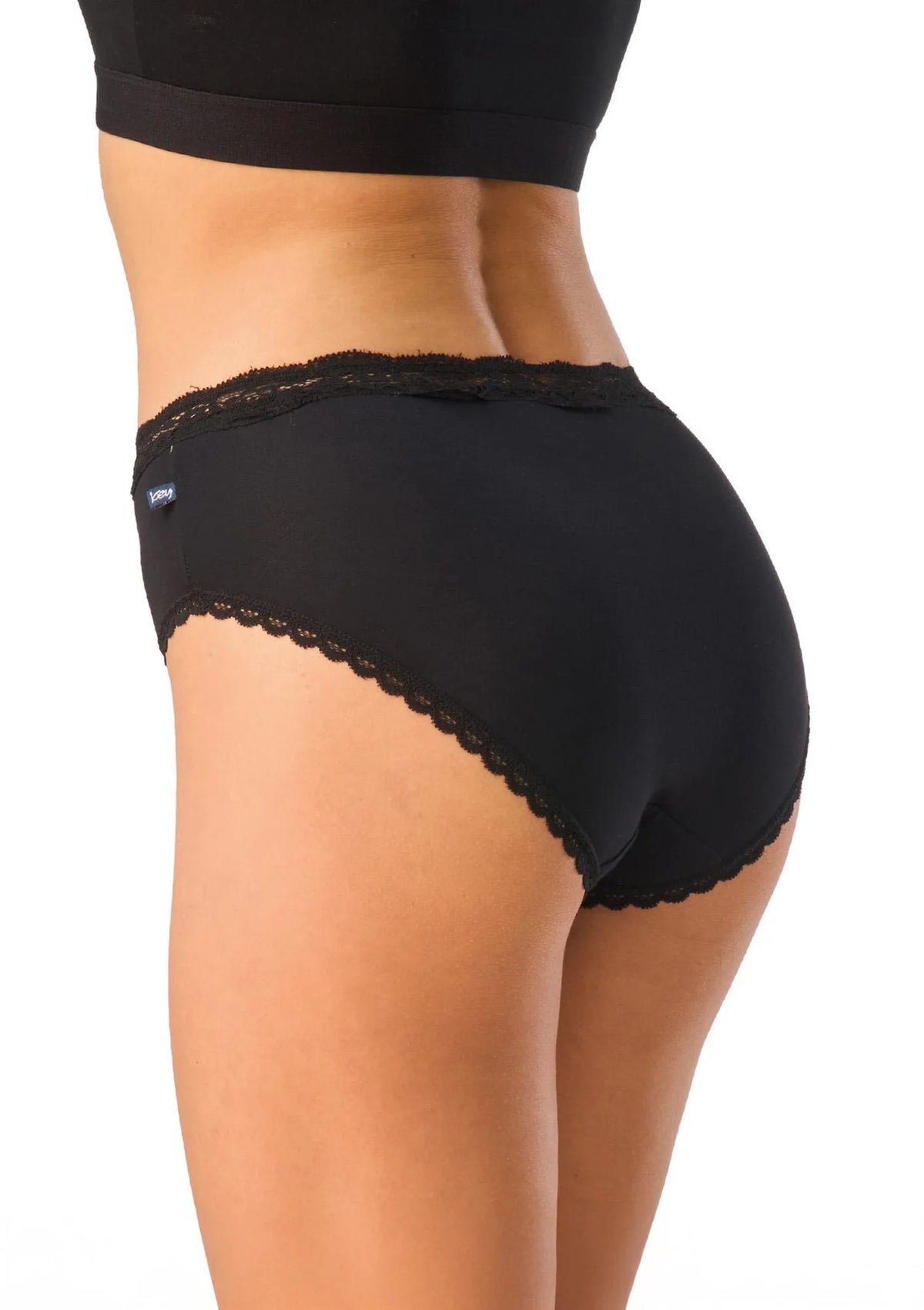Figi damskie LPK 002 Key czarne – bambusowe z koronką semi maxi bikini