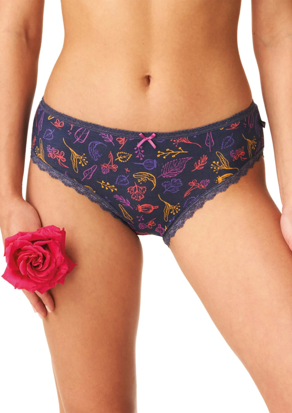 Figi midi bikini Key LPC 519, bawełna, gładkie i we wzór, 2 pack