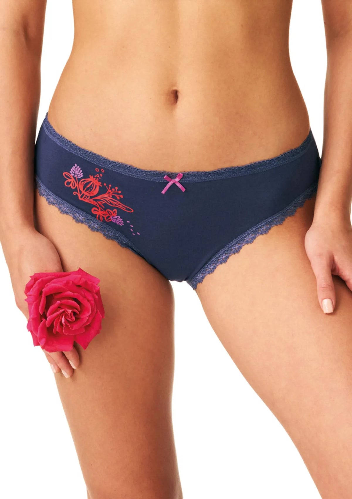 Figi midi bikini Key LPC 519, bawełna, gładkie i we wzór, 2 pack