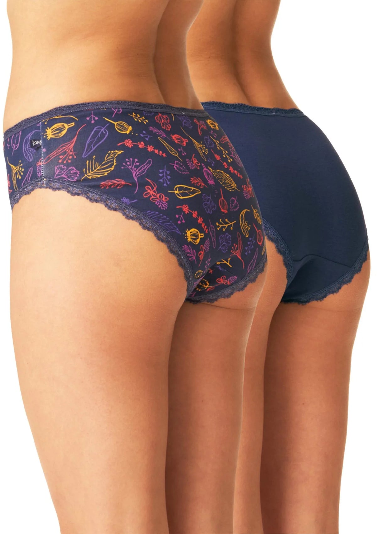 Figi midi bikini Key LPC 519, bawełna, gładkie i we wzór, 2 pack