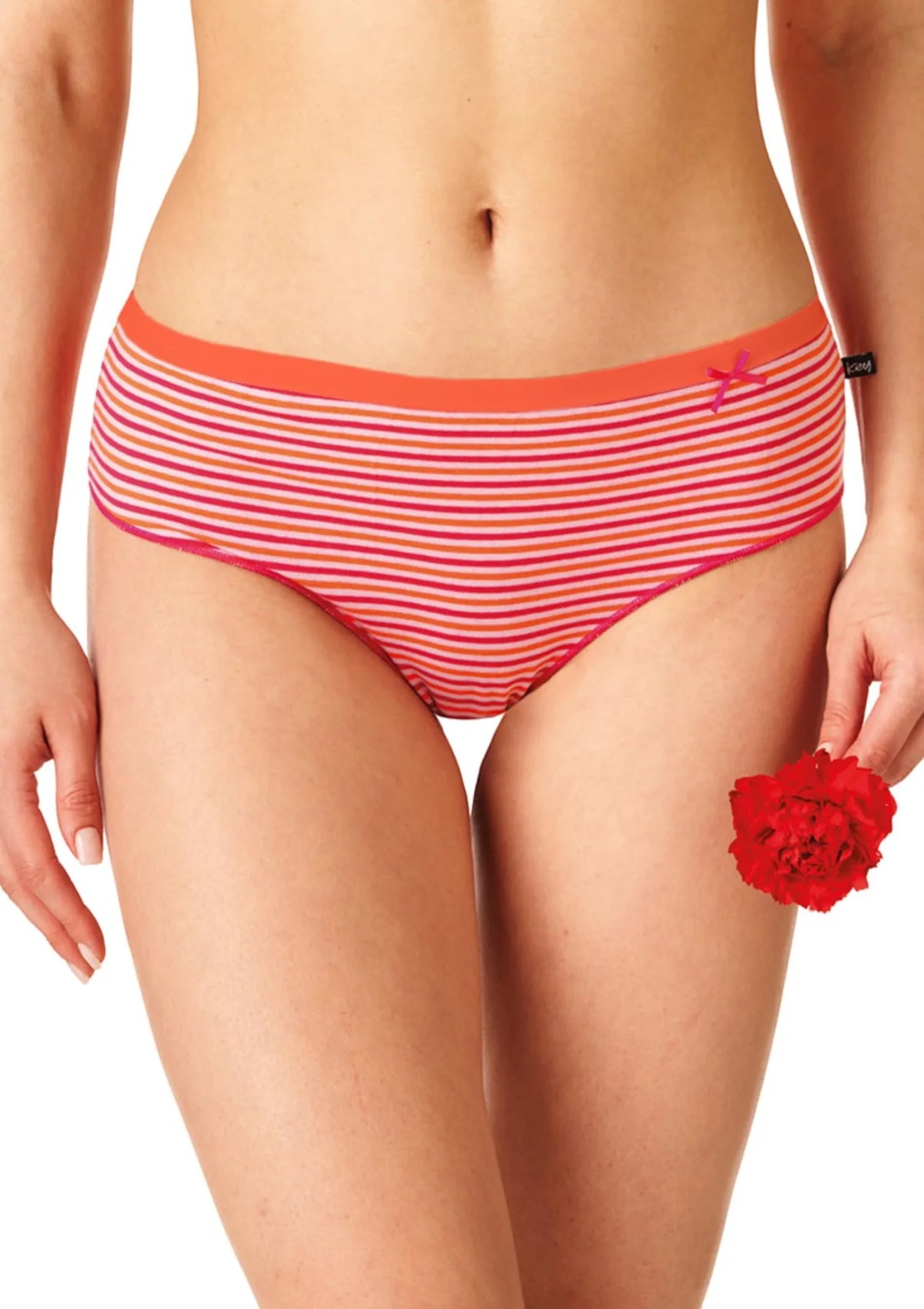 Figi midi bikini w paseczki Key LPC 332, bawełna 2 pack