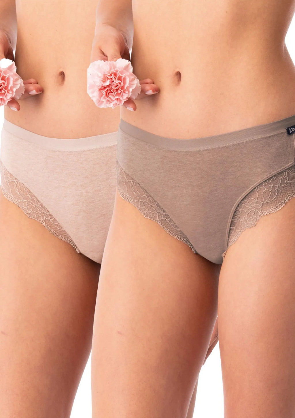 Figi damskie Key LPC 200 midi bikini w kolorach ziemi, 2 pack