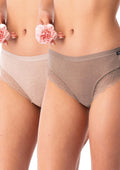 Figi damskie Key LPC 200 midi bikini w kolorach ziemi, 2 pack
