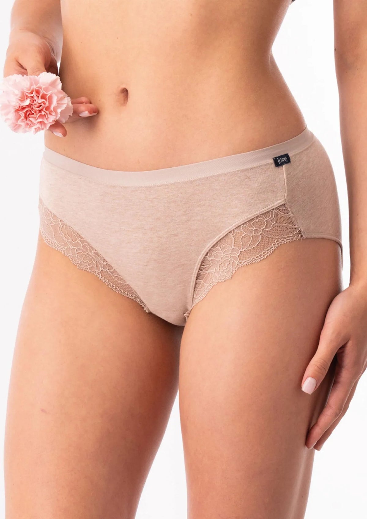 Figi damskie Key LPC 200 midi bikini w kolorach ziemi, 2 pack