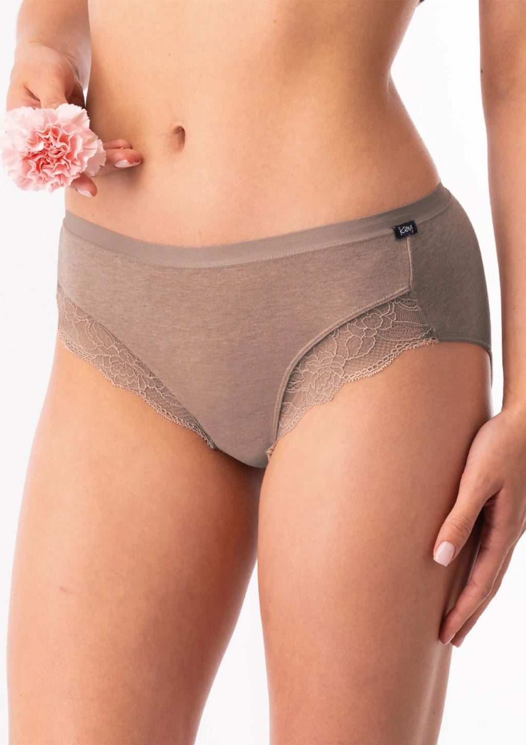 Figi damskie Key LPC 200 midi bikini w kolorach ziemi, 2 pack