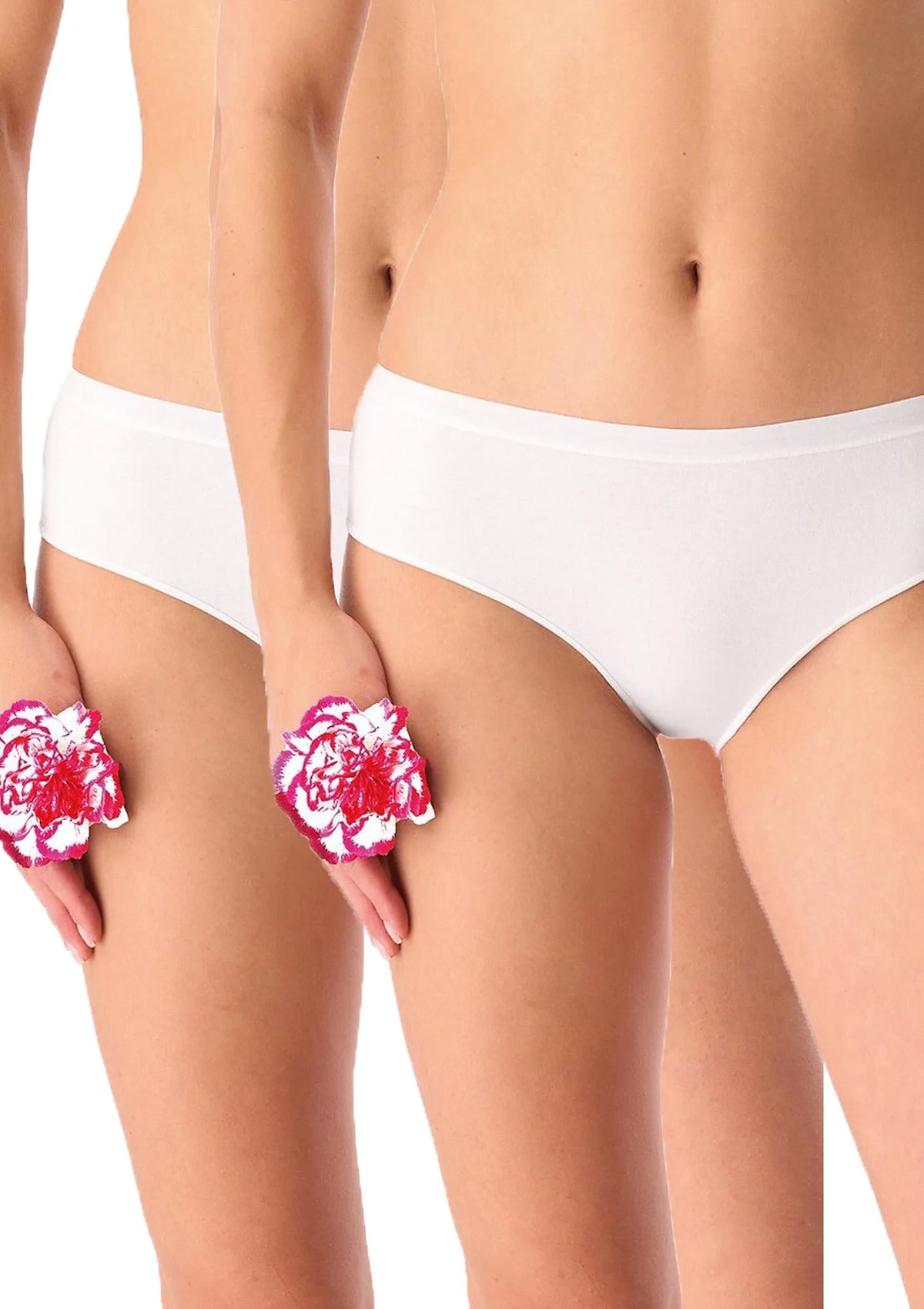 Key LPN 132 figi damskie białe midi bikini, bawełna, dwupak