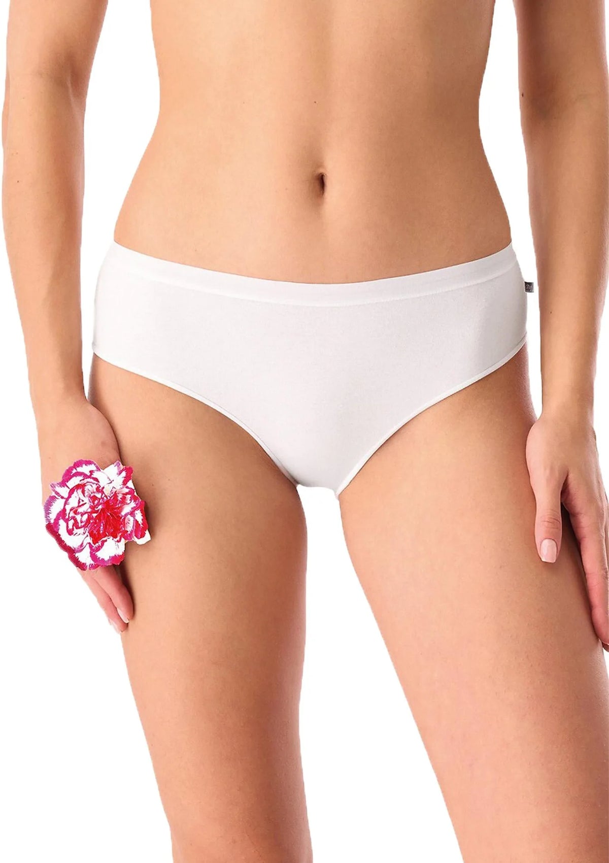 Key LPN 132 figi damskie białe midi bikini, bawełna, dwupak