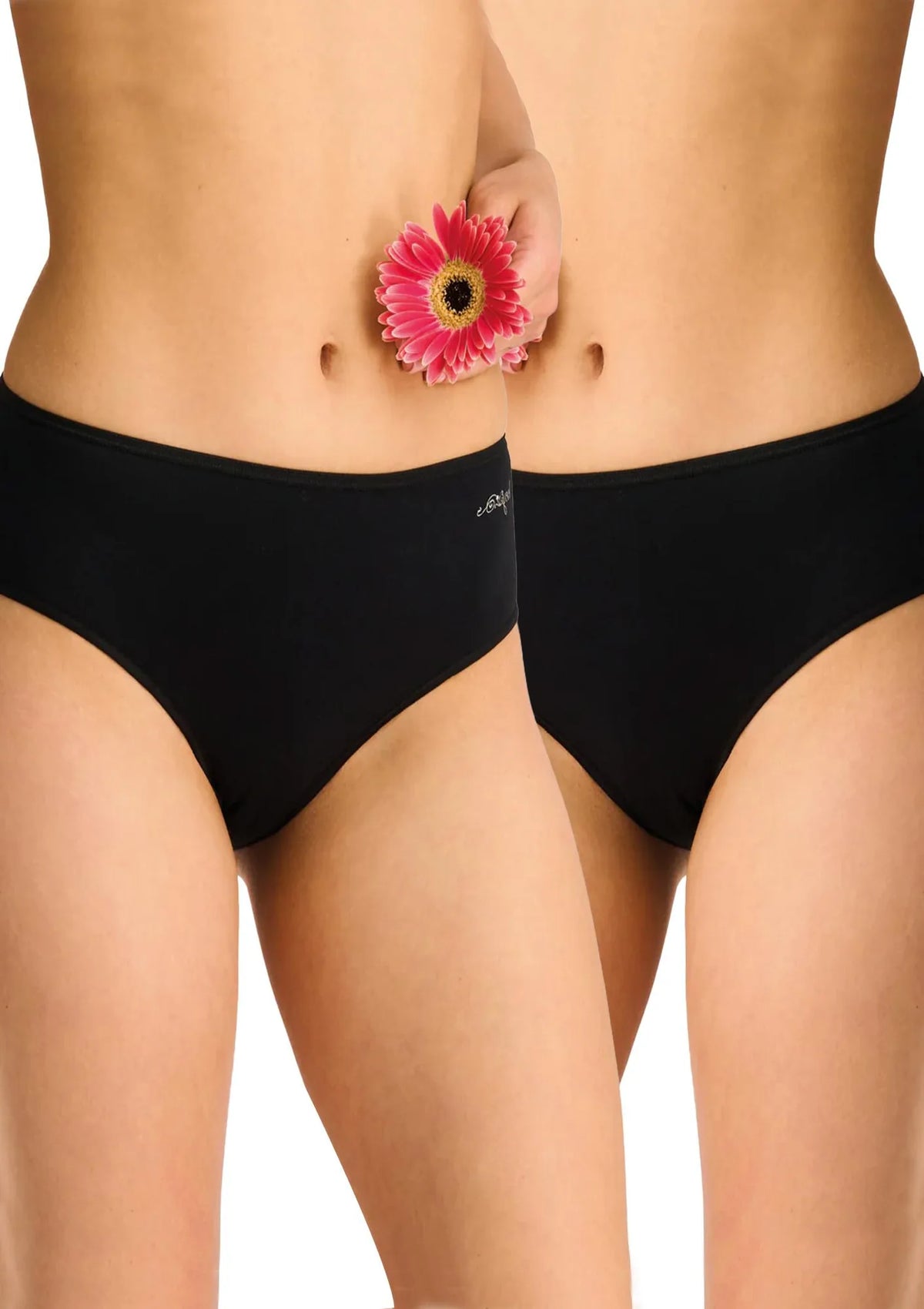 Key LPC 185 figi midi bikini gładkie, 2 szt. czarne