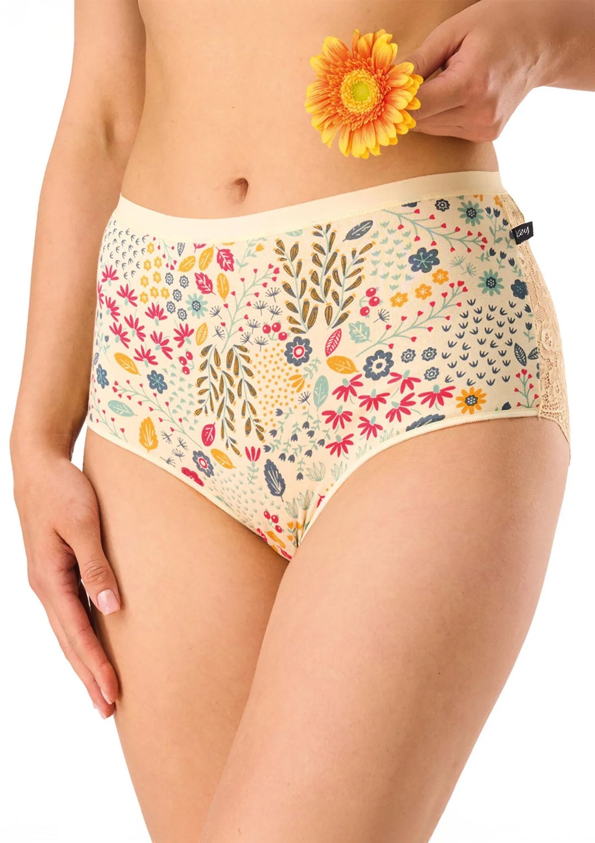Figi maxi bikini Key LPF 570 w kwiecistą łączkę, 2 pary