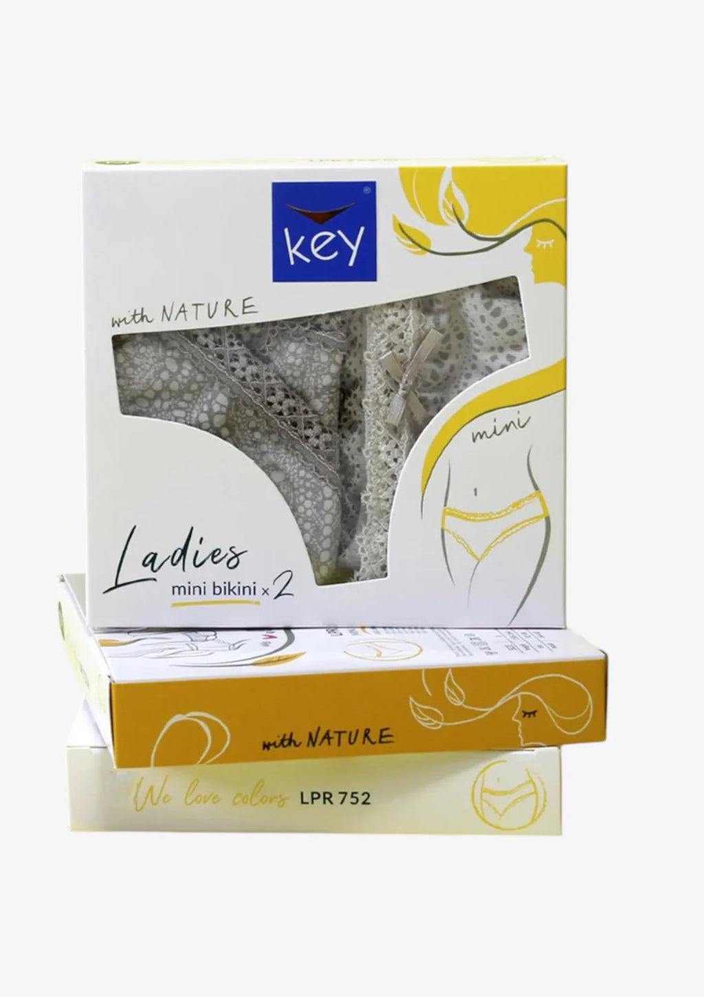 Figi Key LPR 752 mini bikini w szydełkowy wzór, 2 pary