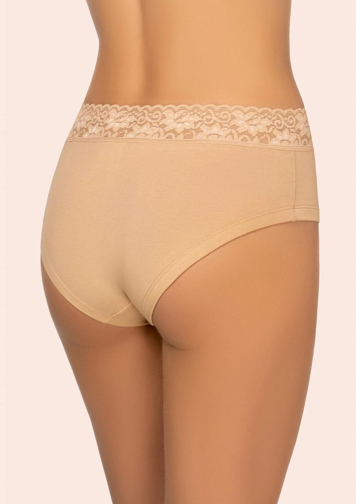 Kleo 168 Cotton pełne figi beżowe z koronkową gumką, 2 pary
