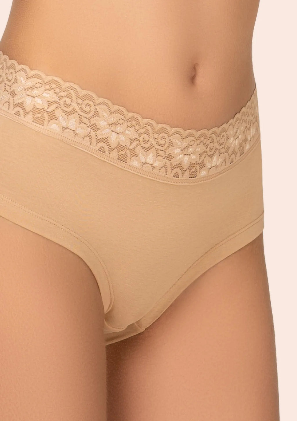 Kleo 168 Cotton pełne figi beżowe z koronkową gumką, 2 pary