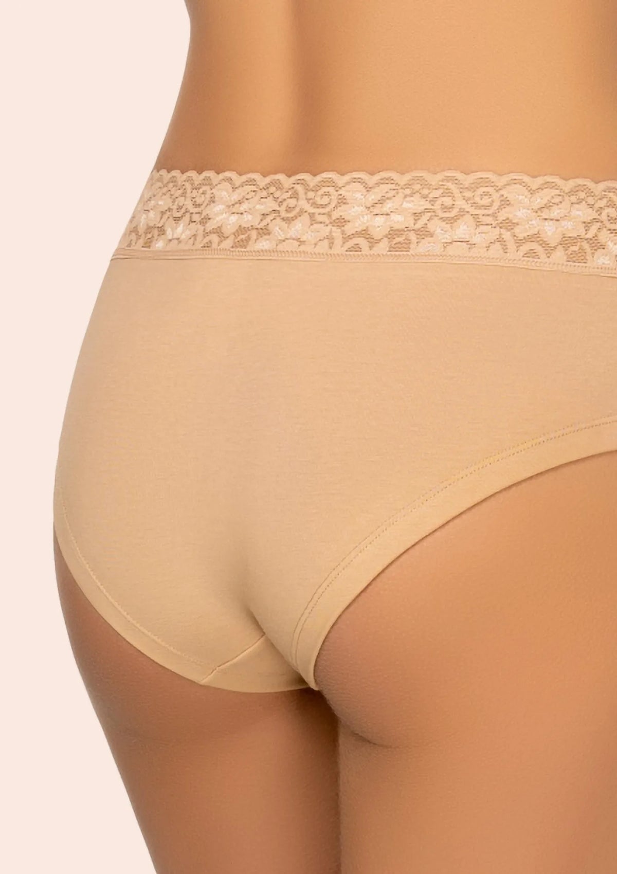 Kleo 168 Cotton pełne figi beżowe z koronkową gumką, 2 pary