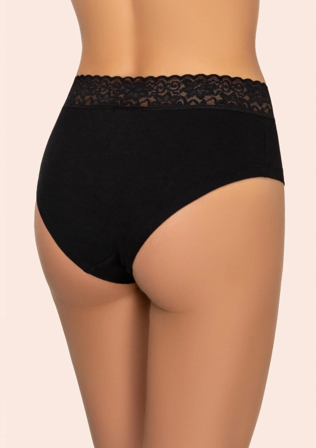 Kleo 168 Cotton pełne figi czarne z koronkową gumką, 2 pary