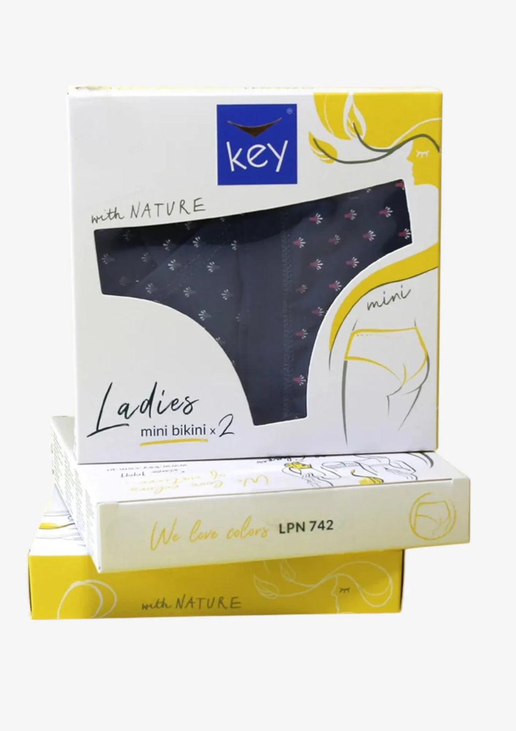 Figi Key LPN 742 mini back bikini, granatowe wzory, 2 szt.