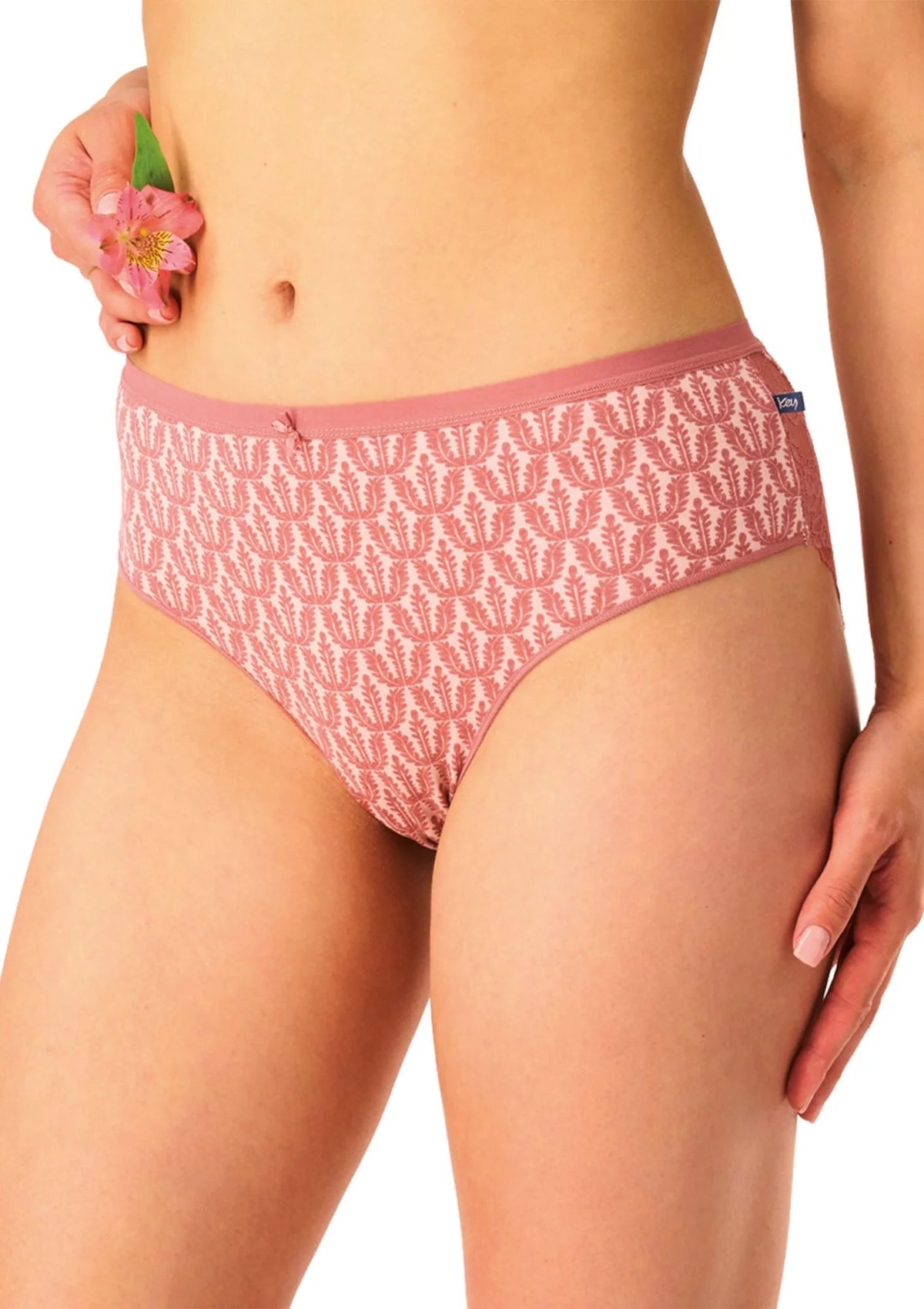 Key LPC 512 figi midi bikini z koronką z tyłu, turkus i morela