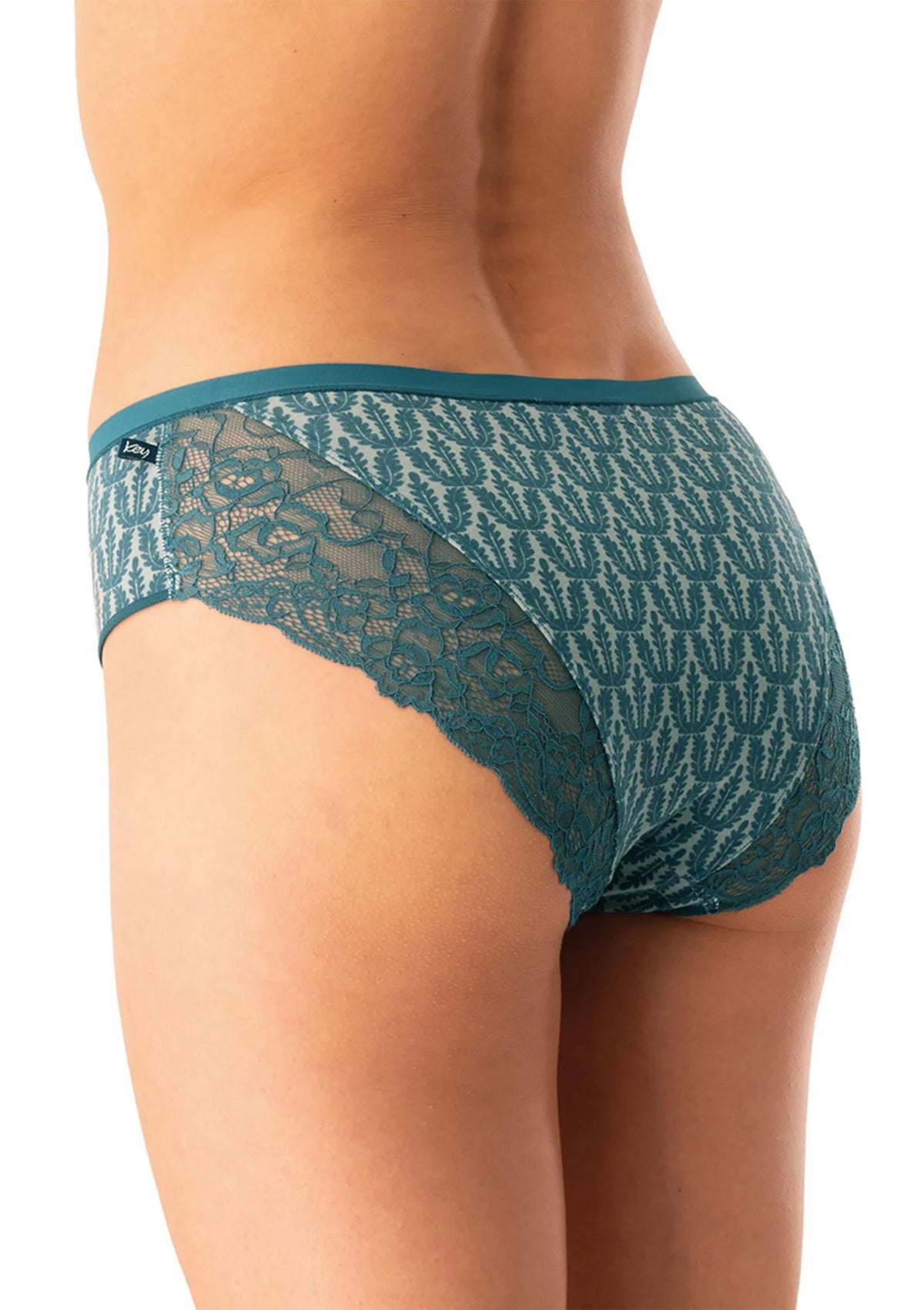 Key LPC 512 figi midi bikini z koronką z tyłu, turkus i morela