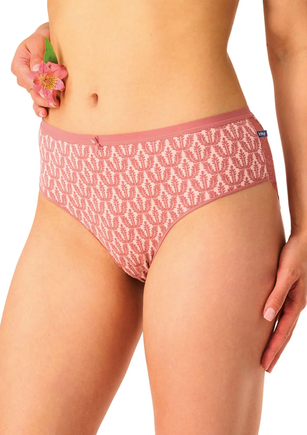 Key LPC 512 figi midi bikini z koronką z tyłu, turkus i morela