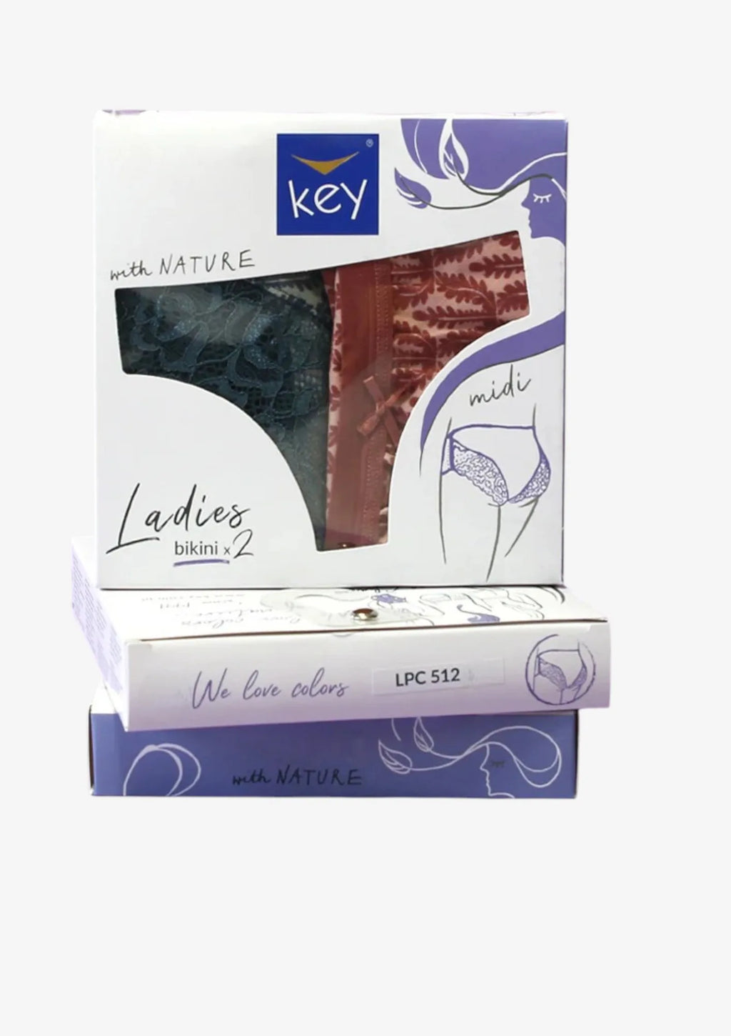 Key LPC 512 figi midi bikini z koronką z tyłu, turkus i morela