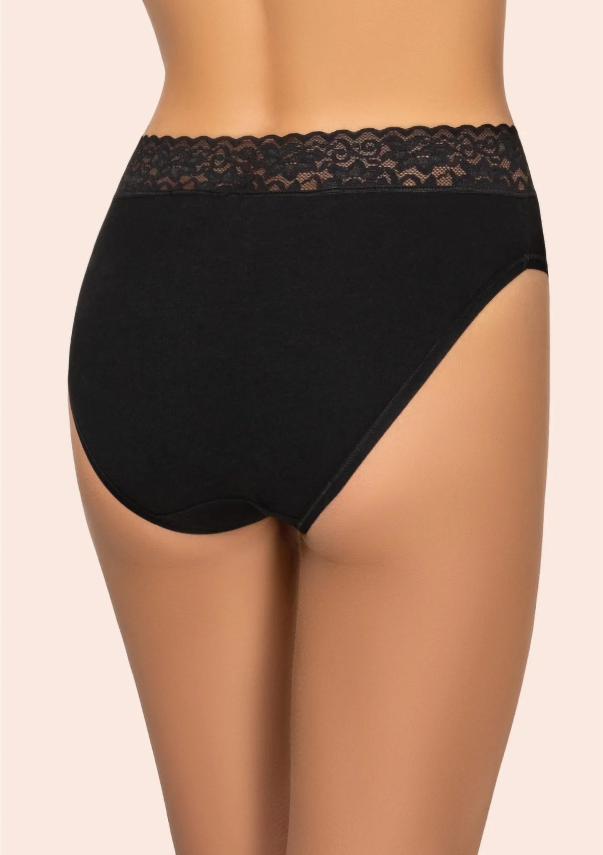 Figi Kleo 142 Cotton czarne z koronkową gumką, wyższy stan, 2 pack