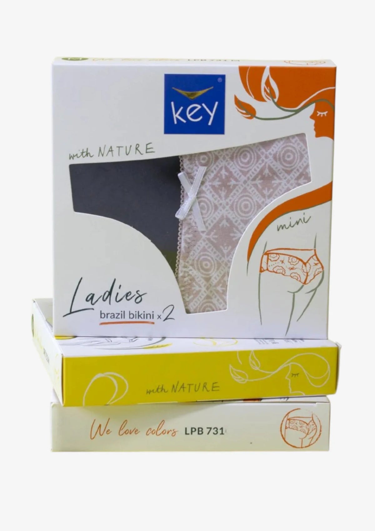 Key LPB 731 figi z koronkowym bokiem, folkowy wzór, 2 szt.