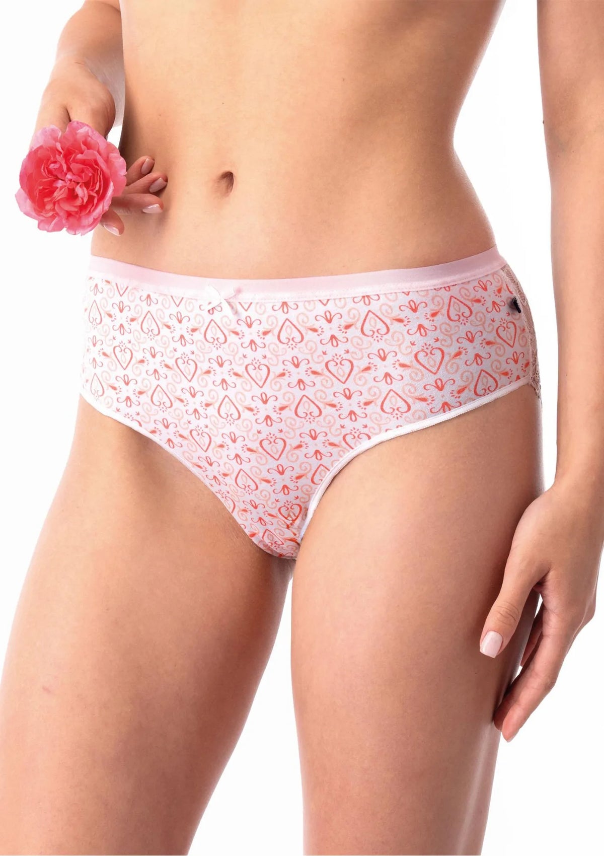 Figi damskie LPC 726 Key – bawełniane z subtelną koronką