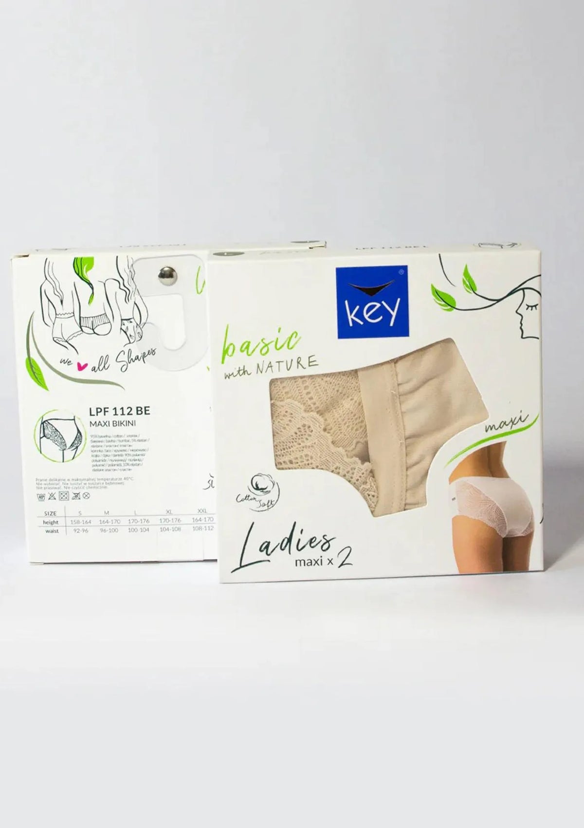 Key LPF 112 figi maxi bikini beżowe 2 szt., koronka z tyłu