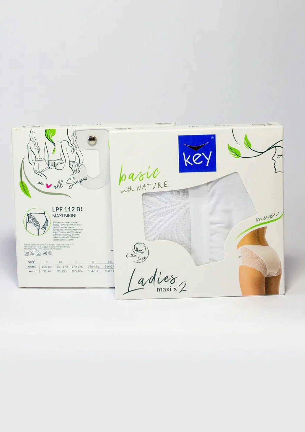 Key LPF 112 figi maxi bikini białe 2 szt., koronka z tyłu