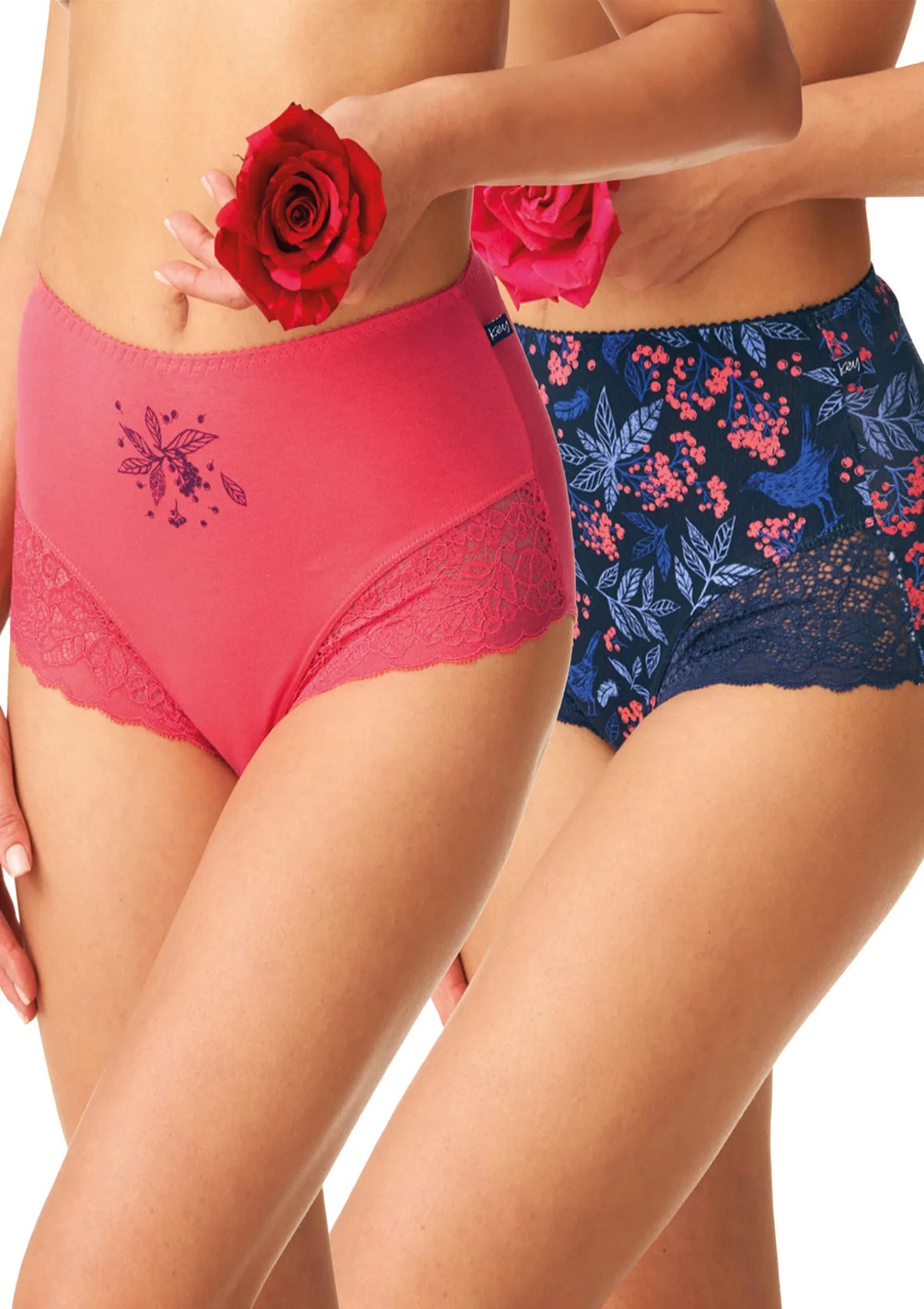 Figi maxi bikini Key LPF 600 w jesiennych barwach, 2 pack