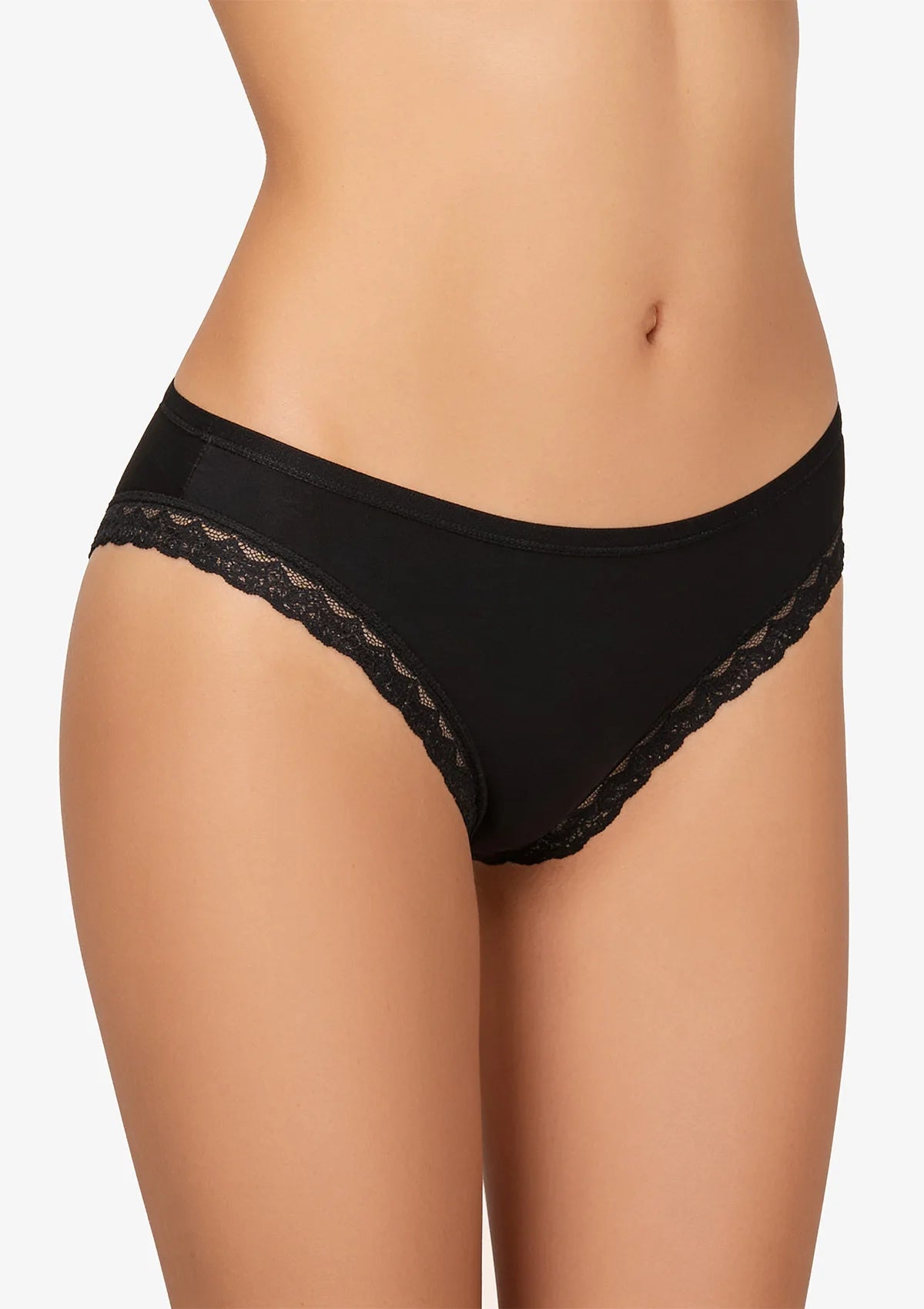 Figi damskie 147 Kleo czarne – bawełniane midi bikini
