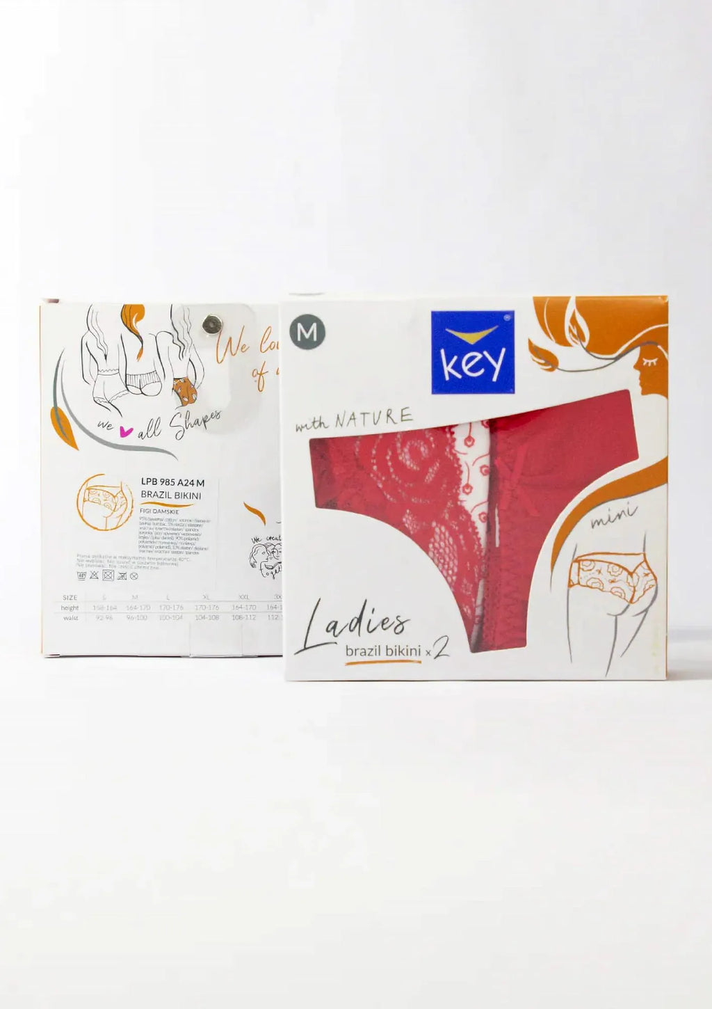Key LPB 985 figi brazyliany z koronką, bawełna 2 pack