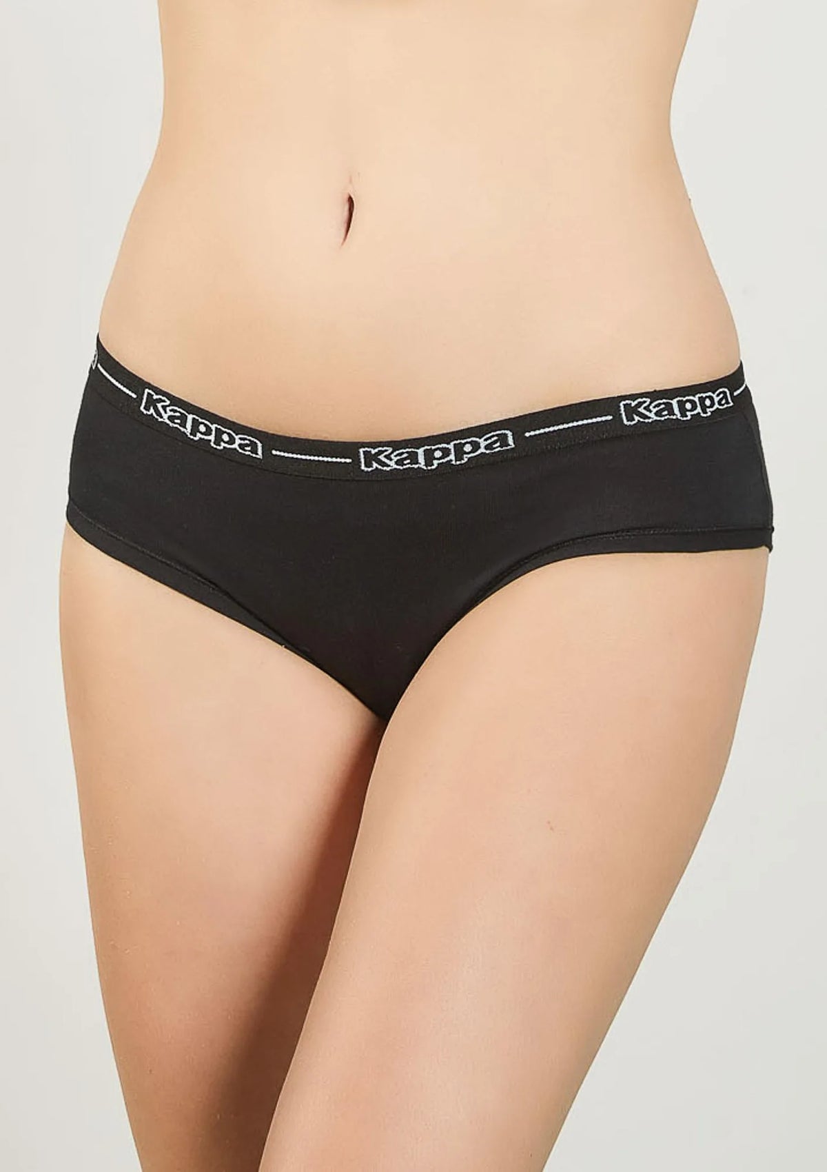 Kappa K2140 sportowe figi damskie czarne z gumą z logo