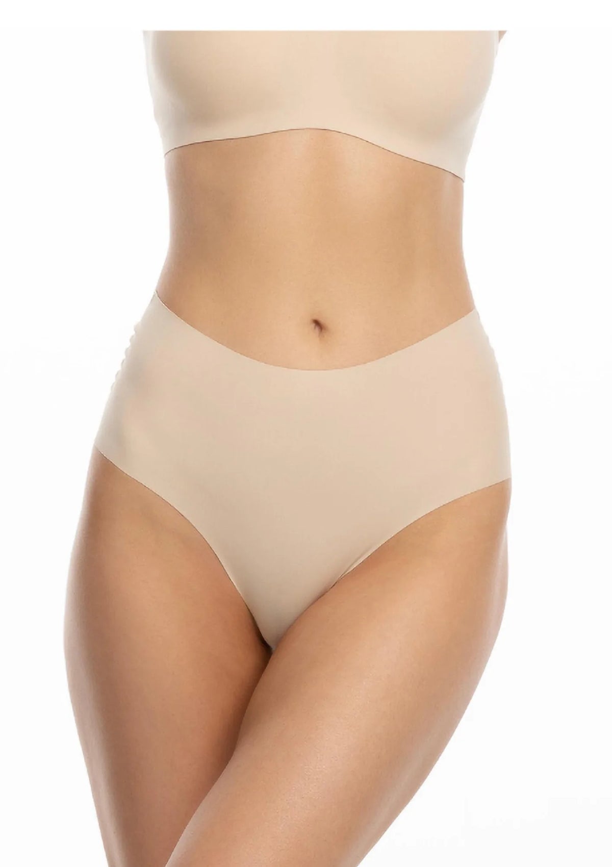 Julimex Infinity boyshorts maxi beżowe, wysokie figi bezszwowe