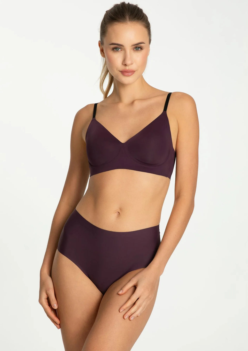 Julimex Simple Maxi figi bezszwowe z wysokim stanem Dark Plum