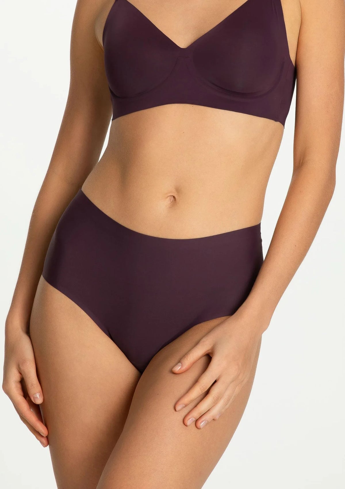 Julimex Simple Maxi figi bezszwowe z wysokim stanem Dark Plum