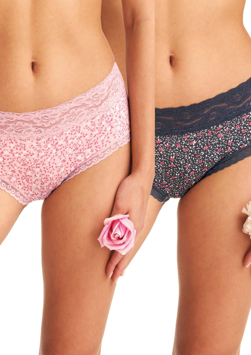 Key LPC 640 figi midi bikini w kwiatowy motyw, koronka, 2 pary