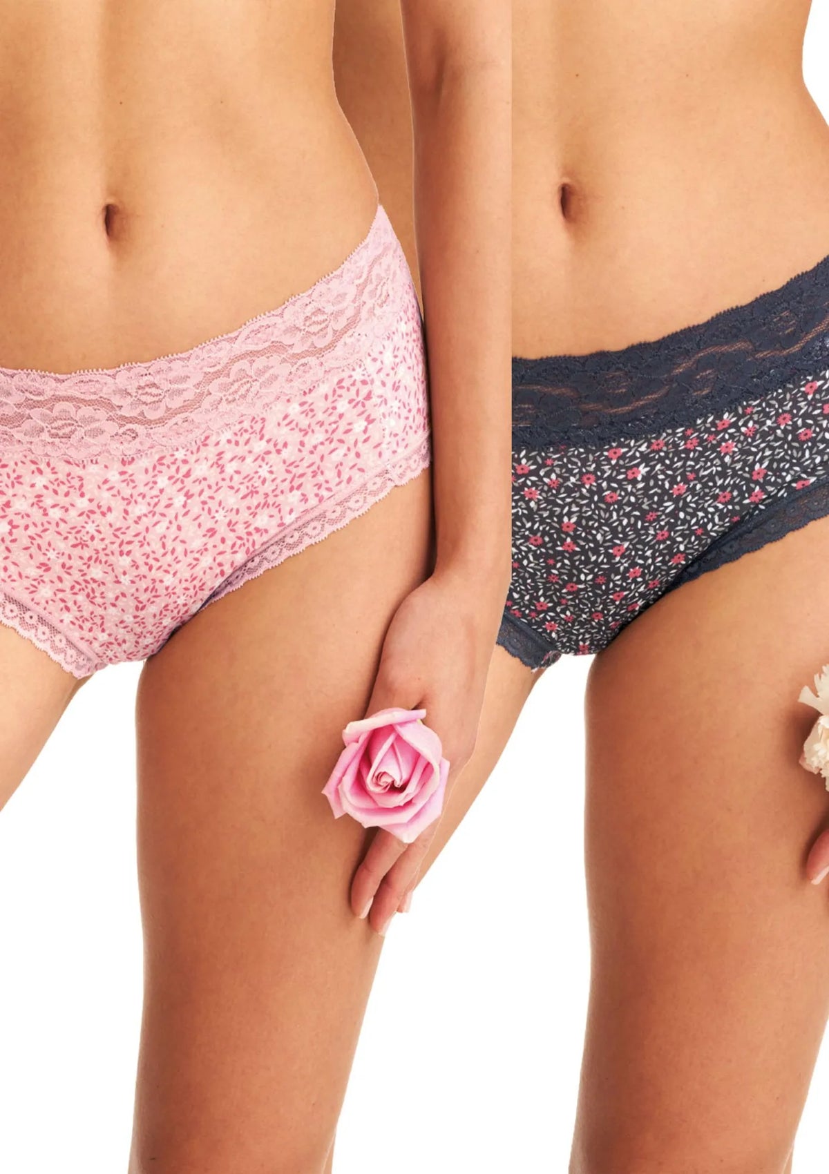 Key LPC 640 figi midi bikini w kwiatowy motyw, koronka, 2 pary